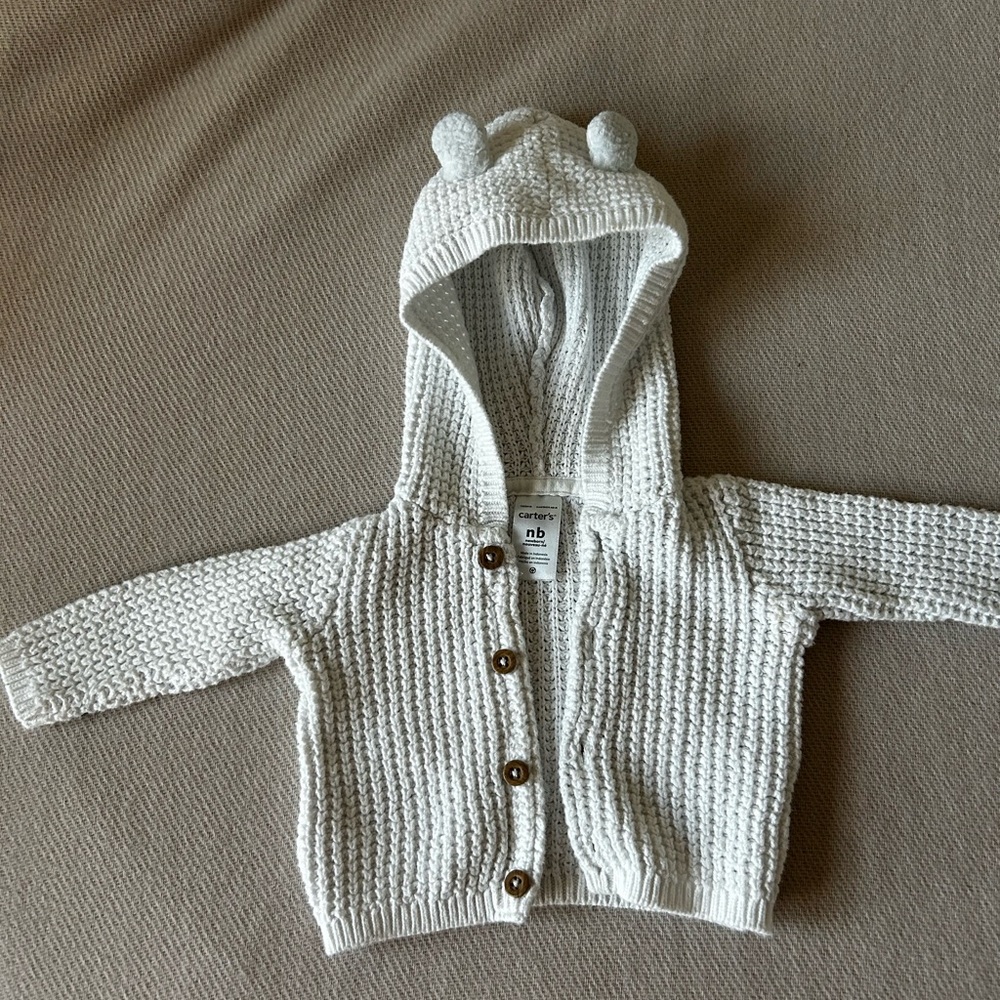 Carter's White Knit Baby Cardigan